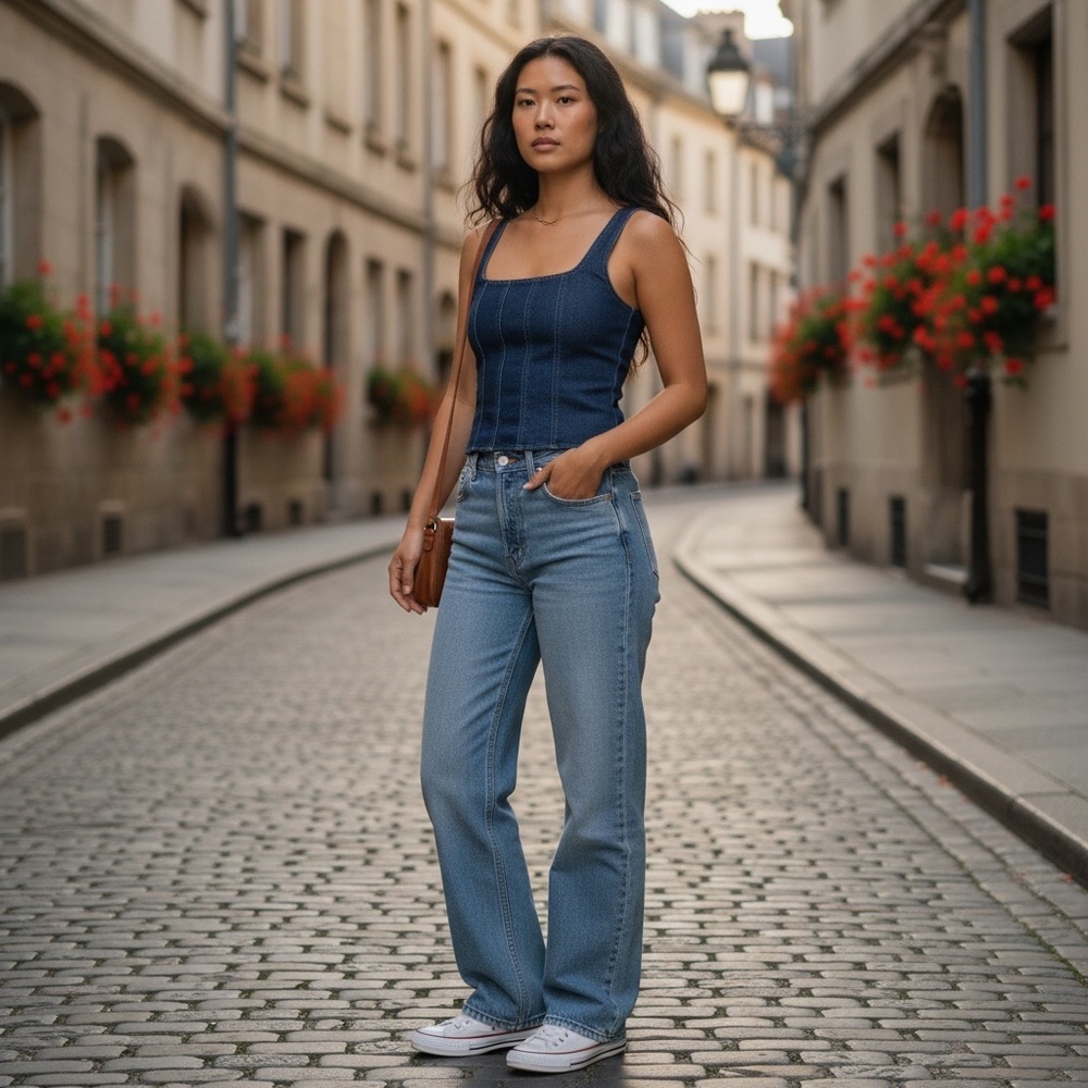 Rachel Zoe Women's Blue Denim Corset Top Size M Casual Blouse - Picture 6 of 7